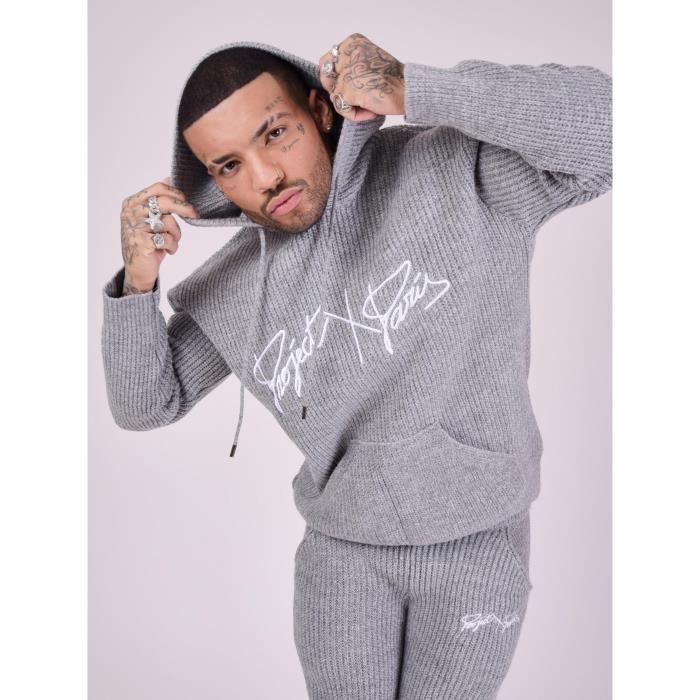 PROJECT X PARIS Sweat Capuche en maille Signature Homme Gris