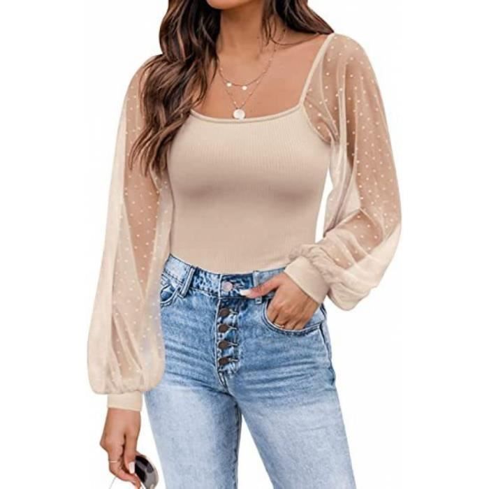 Haut manche bouffante transparente new arrivals