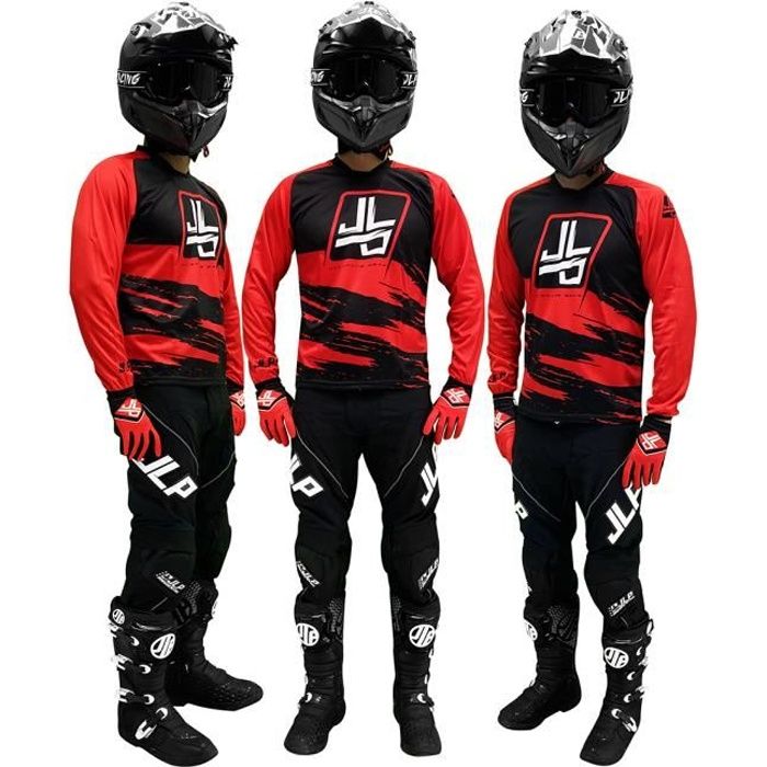 Tenue Complète Enfant Motocross JLP RACING - Pantalon + Maillot + Gants - Pour Quad, VTT, BMX - Taille XL (8-9 Ans) - Couleur Orange Fluo