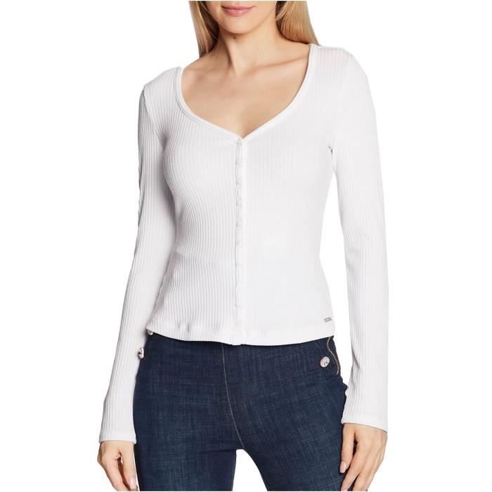 Vintage Y2K Guess Jeans Côtelé Col En V T-Shirt À Manches Longues - M – Rokit