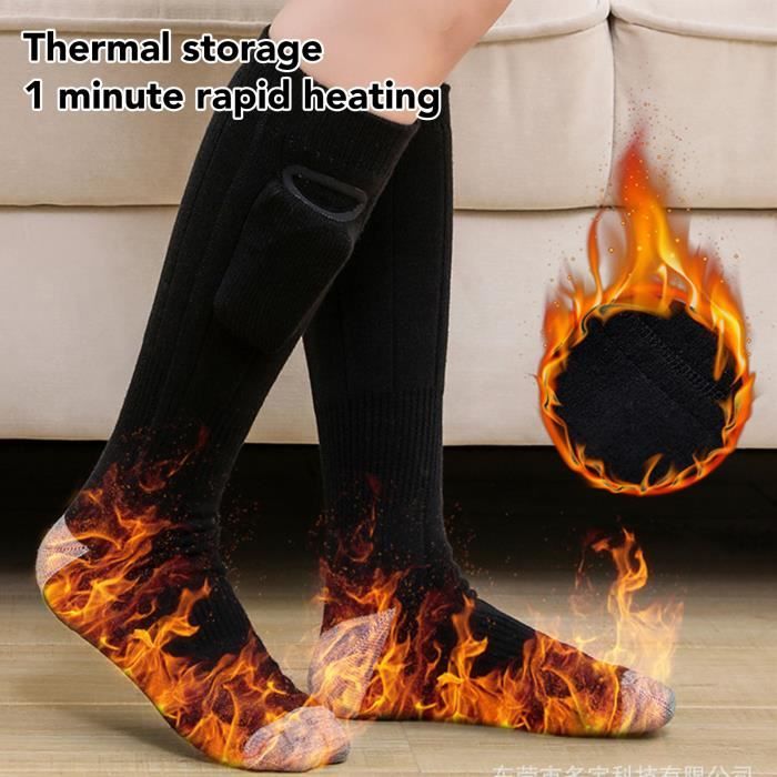 Chaussettes Chauffantes Rechargeables 2200 MAh – 3 Niveaux Jusqu’à 65°C, Pour Hommes Et Femmes, Taille Unique