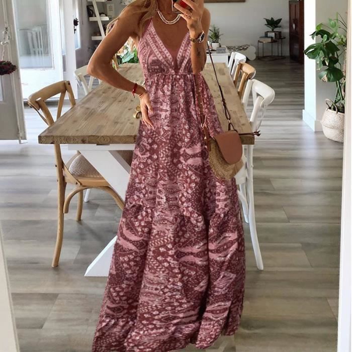 Robe longue fleurie sans manche 2025