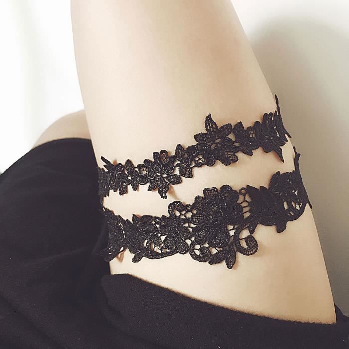 Ensemble de jarretelles de mariage en dentelle : jarretelles de mariée