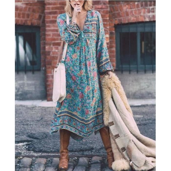 Robe a fleur manche longue cheap