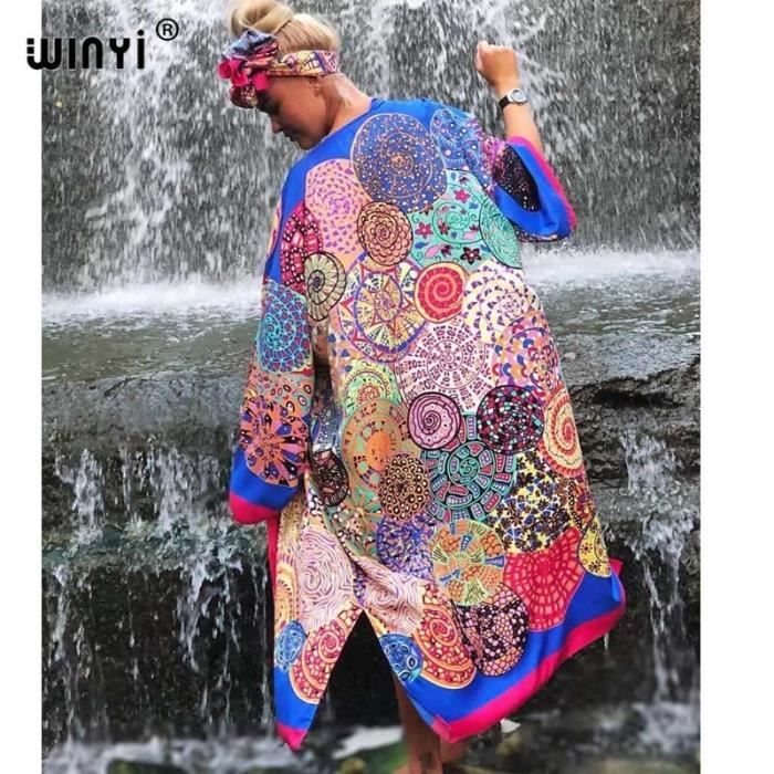 Yutdeng Kimono Cardigan Femme Imprimé Floral Cache-Maillots Bohème