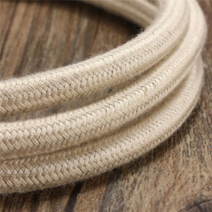 Fil électrique Tressé Gaine Tissu Vintage - 1m - 11 Couleurs - Pour Décoration Ampoule LED