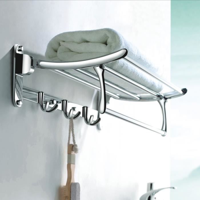 60cm Etagere Porte Barre Serviette Mural Porte Manteau Salle De