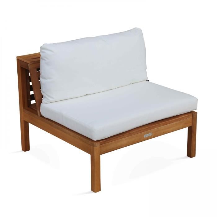 fauteuil de jardin bas en bois d'eucalyptus écru - oviala - maupiti - bois massif - blanc - 80x80x63 cm