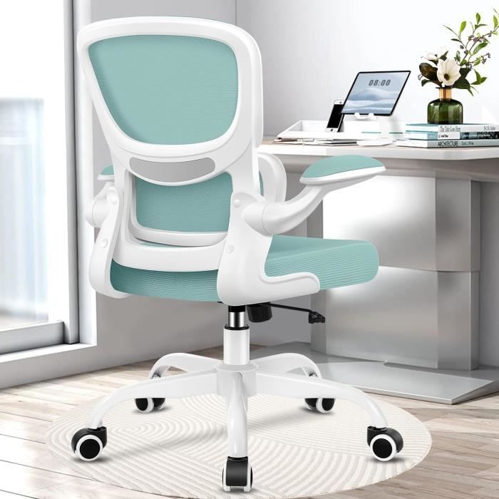 Bleu Chaise de Bureau Fauteuil de Bureau Ergonomique avec Soutien Lombaire et Pliables Fonction Bleu Chaise de Bureau Fauteuil de Bureau Ergonomique avec Soutien Lombaire et Pliables Fonction
