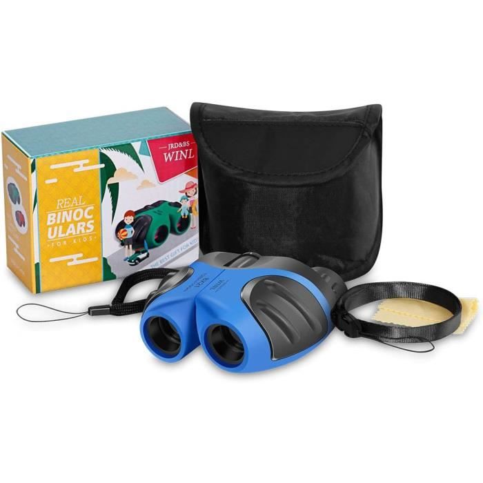 Jumelles Pour Enfants 8x21 - Bleu - Antichoc - Caoutchouc Souple - Cadeau 3-12 Ans