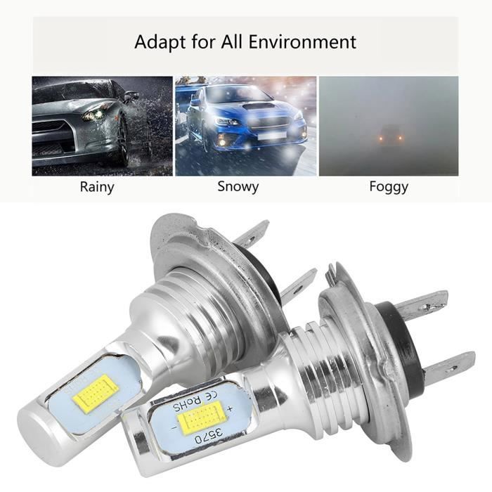Shipenophy Ampoule antibrouillard 2Pcs 80W 6000K Universal H7 LED Phares antibrouillard de voiture Lampe Blanc 12V auto repetiteur