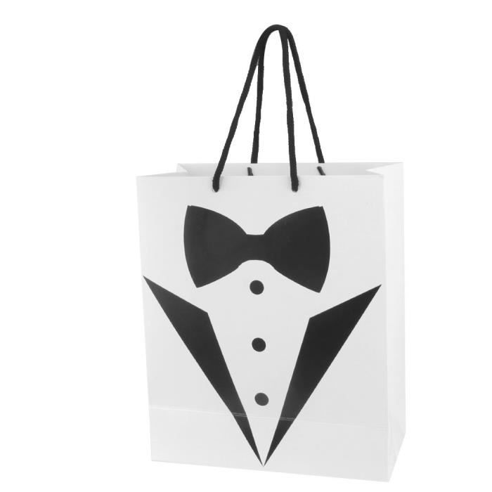 Blanc Papier Cadeau Sachet de Motif de Costume Messieurs pour Mariage Fête