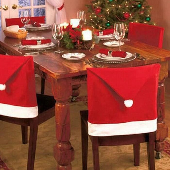 Housse de Chaise Noel,Lot de 6 Couverture de Chaise père noël de