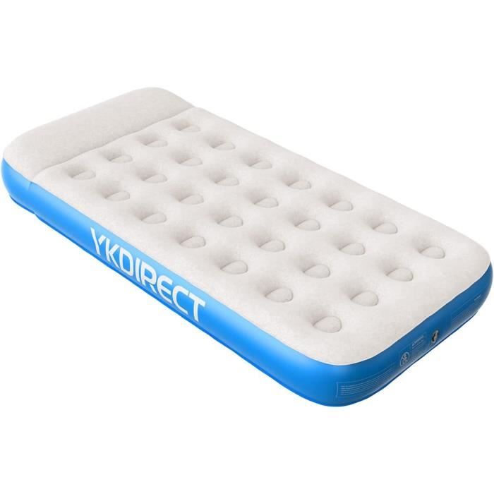 Airefina - Matelas Gonflable Luxe Double Avec Pompe Intégrée - 137x190x46 Cm - Pour Maison, Camping, Invités - Soutien Du Dos Renforcé Matelas Gonflable 1 Personne