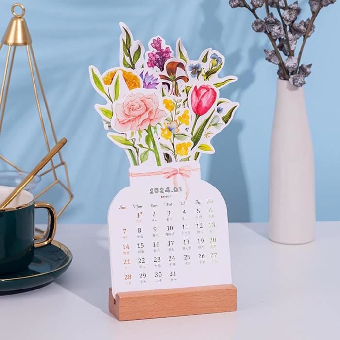 CALENDRIER DE BUREAU 2024, petit calendrier de bureau floral pour l CALENDRIER DE BUREAU 2024, petit calendrier de bureau floral pour l
