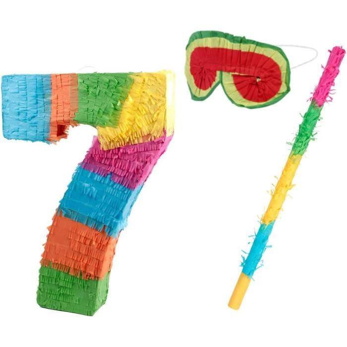 Piñata Anniversaire Alsino – Chiffre 7 – 48x37 Cm – à Remplir De Bonbons Ou Jouets – Décoration De Fête