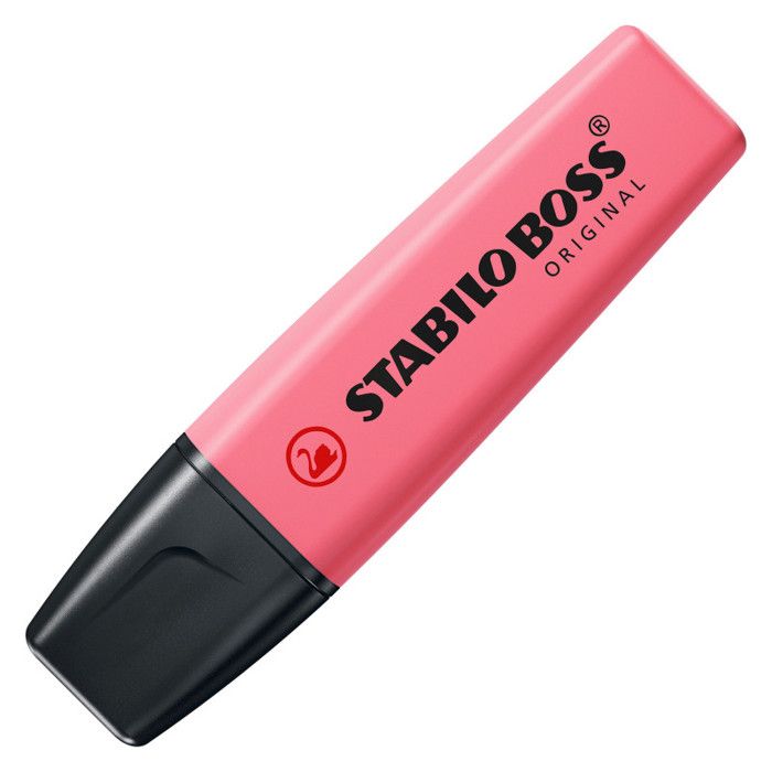Lot De 3 Surligneurs STABILO BOSS ORIGINAL Couleur Rose Pastel - Pointe Biseautée, Reste Ouvert 4h Sans Sécher