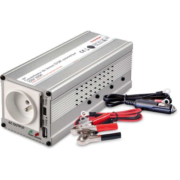 Convertisseur de tension THOMSON - Automatique 12V-24V /220 V - 350 W - Ports USB-A 18W charge rapide + USB-C PD 30W