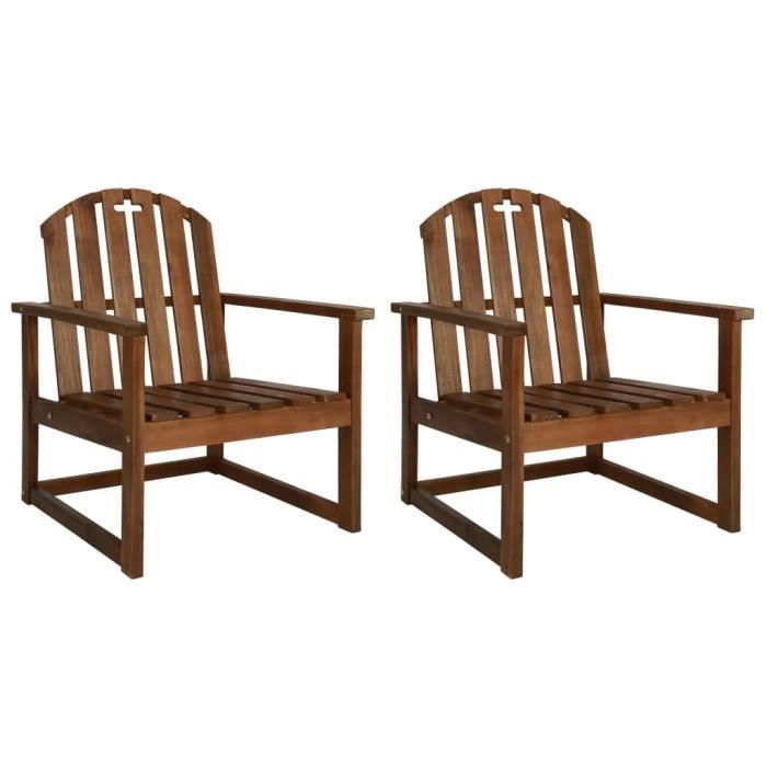 vidaXL 2X Bois d'Acacia Massif Chaises de Jardin avec Coussins Fauteuils de Patio Fauteuils de Jardin Chaises de Terrasse Arrière-Cour Extérieur 