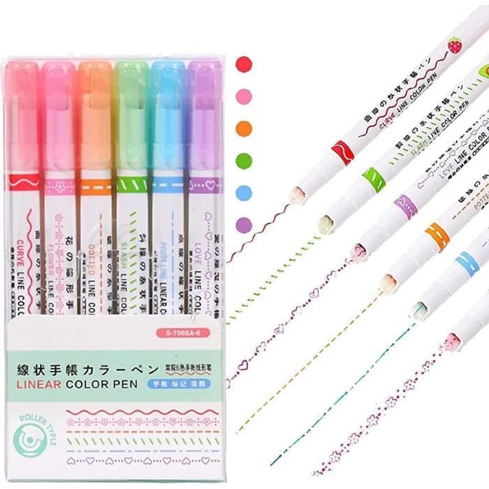 Lot De 12 Surligneurs Courbes KQDRAVINE - Formes Variées Pour Scrapbooking, Notes, Agendas - Multicolores - 4