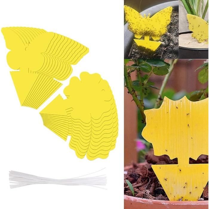 50pcs Pièges à Insecte, Pieges Collants Double Face, Jaune