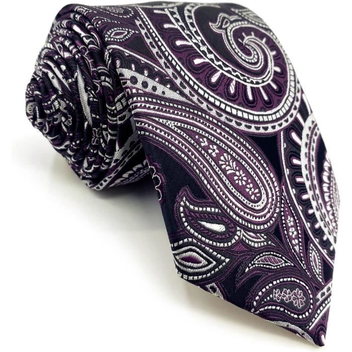 Shlax Wing Cravates Paisley Pour Homme Violet Fonc Blanc Noir Ensemble shlax-wing-cravates-paisley-pour-homme-violet-fonc-blanc-noir-ensemble