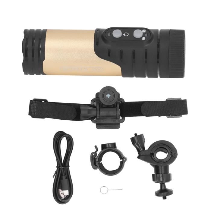 VBESTLIFE Caméra pour casque de vélo HD 1080P vélo moto casque caméra WiFi lampe de poche caméra Anti optique sport Gris foncé Or