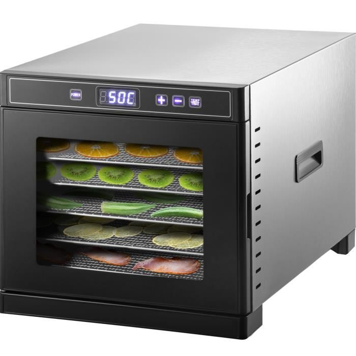 VEVOR Déshydrateur Alimentaire Machine Déshydrater 6 Plateaux Inox Fruits Légume