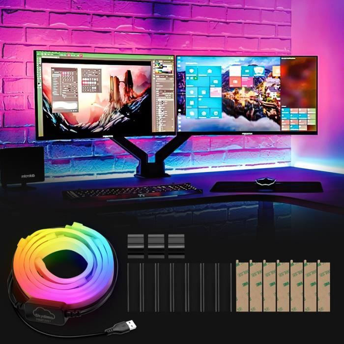 Vingo Bande LED pour bureau de jeu, Bande LED RGBIC pour écran PC 32  pouces, Rétroéclairage PC, Éclairage Led USB avec contrôle App - Cdiscount  Maison