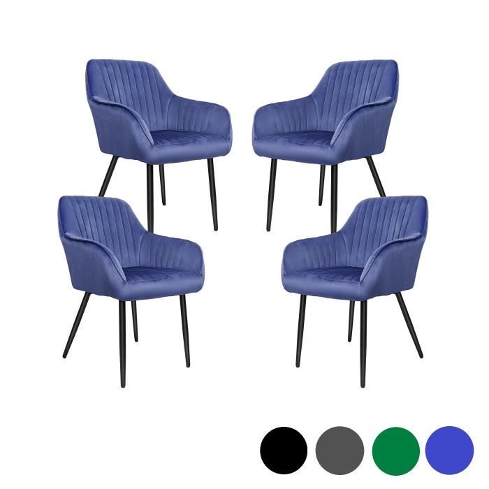 willonin® 4pcs chaise de cuisine, bleu royal fauteuil de salle à manger, sièges confortable, polyvalente pour bureau, salon