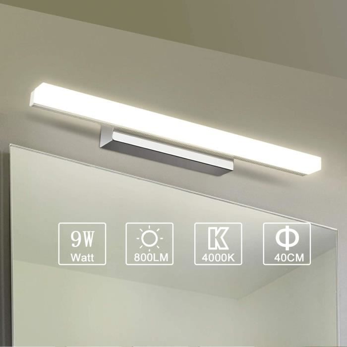 Klighten Lampe Miroir LED 40CM Applique Salle de Bain Blanc Chaud 3000K Luminaire Salle de Bain Intérieure Moderne lampe Eclairage Salle de Bain 14W 1200LM Non-dimmable 