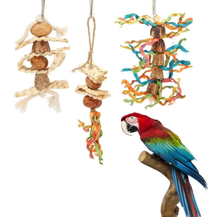 Comparer les prix de LEC 3 Pièces jouets pour oiseaux,jouets à mâcher pour oiseaux,perruches,calopsittes HB042