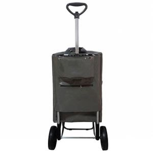 Chariot De Courses Pliable Gris 35 L - Cadre Acier, Tissu 600D, Roues 15 Cm, 1,7 Kg, Pour Marché Et Shopping - 2
