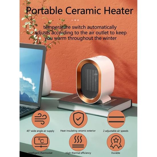 Chauffage Electrique, 1200W Chauffe-ventilateur en céramique compact et  portable avec 2 réglages de chaleur et protection A96 - Cdiscount Bricolage