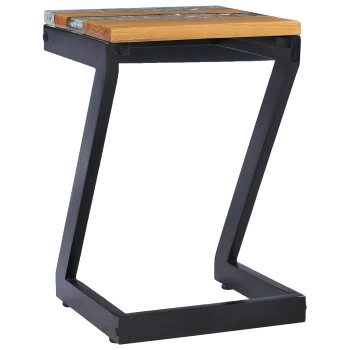 CWU Table basse 30 x 30 x 50 cm Bois de teck massif et polyrésine 60299 ...