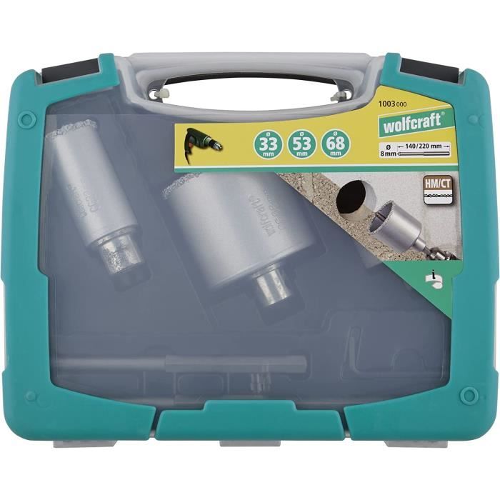 Wolfcraft 1003000 Coffret de Trépans Maçonnerie 5 pièces - 3 scies ...