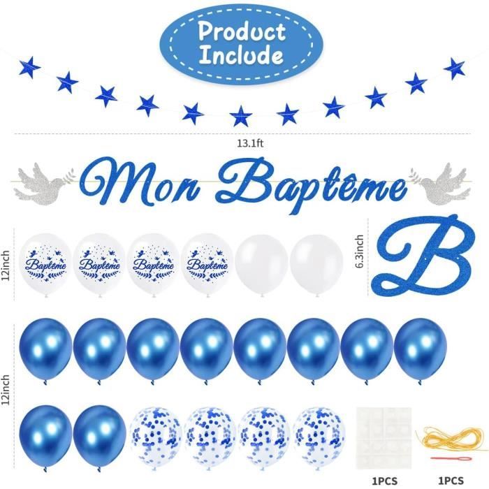 Decoration Bapteme Garcon Bleu Decoration Mon Baptême Ballon Confettis  Decoration Bapteme Fille Bapteme Décoration Baby Show[u10177]