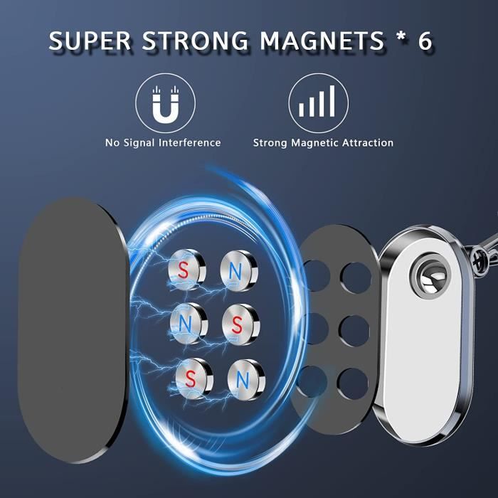Lisen Support Téléphone Voiture Magnétique Upgrade Porte Telephone Voiture  [6 Super Aimants Puissants] Support Magnetique Por[u480] - Cdiscount  Téléphonie