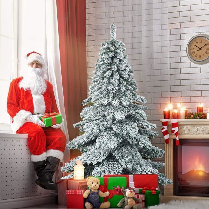 Sapin De Noël Artificiel 180cm COSTWAY - 1000 Branches PVC - Pied Métallique - Vert