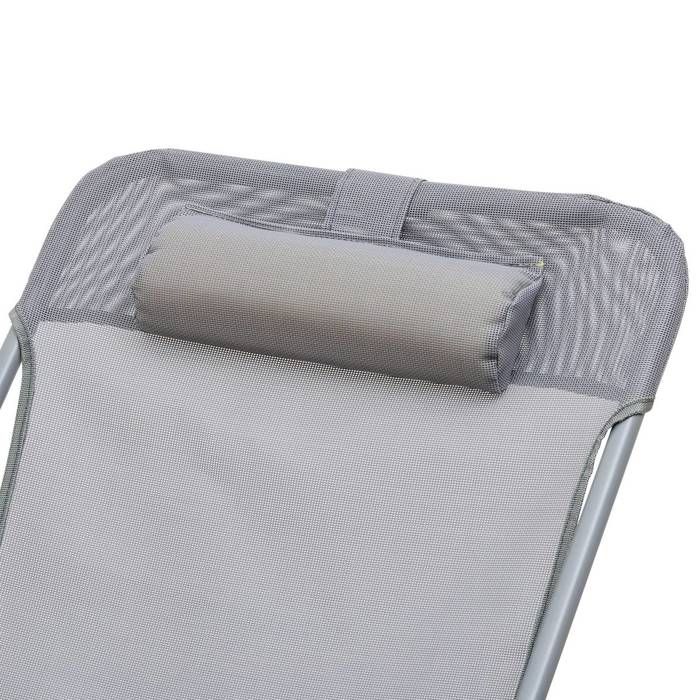 Chaise Pliable JJA Setubal - Ardoise, Acier époxy Gris - Chaise De Jardin, Terrasse, Plage - Design Large Et Robuste