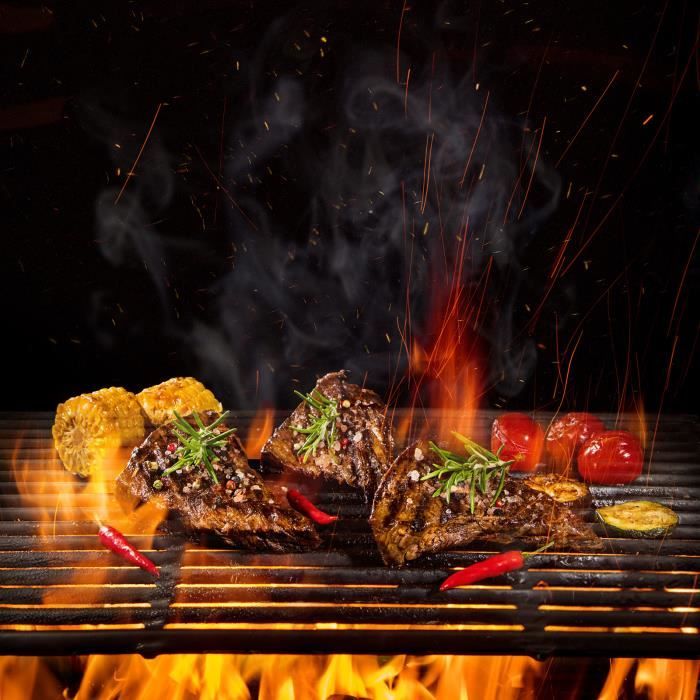 Grille De Cuisson En Fonte émaillée Pour Barbecue - 42 X 28 Cm, 9 Mm D'épaisseur, Universelle (charbon, Gaz), Marquage Croisé - 7