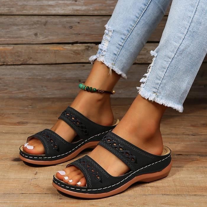 Sandales Plateforme Femme Marque Mod le Noir Compens