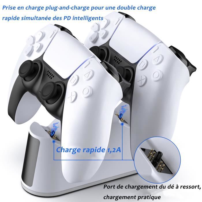 LTS FAFA Chargeur Manette, 2H Rapide Chargeur avec 2 Types de Câble pour Manette  PS5, Station