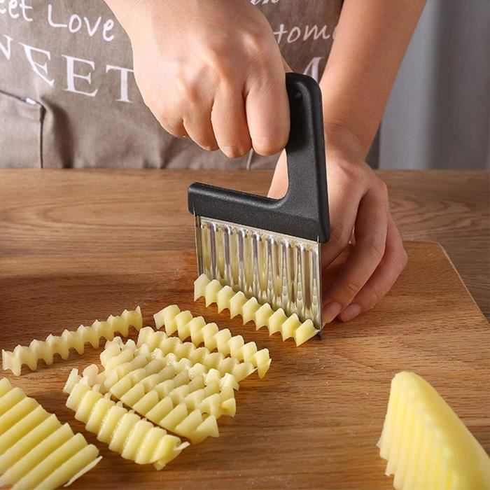 Couteau Ondulé Coupe-légumes - Pour Pommes De Terre, Salades, Carottes - Lame Inox, Manche Plastique