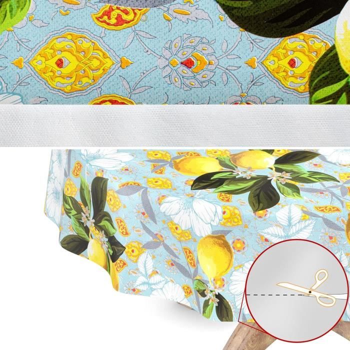 Nappe Lavable Au Mètre 200 X 140 Cm (Bord Coupé) En Pois Bleu Glacier - 1
