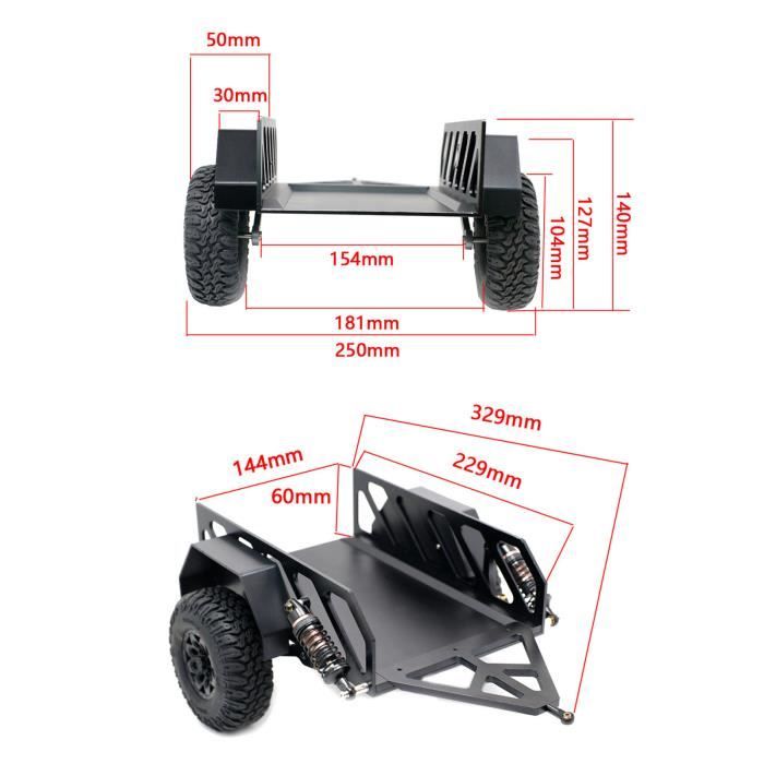 Diheohg Rétroviseur Métal Pour Voiture RC 1/10 – Compatible TRX4 D90 SCX10 1/14 Truck – Pièce Upgrade Noire – Facile à Installer