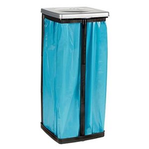 Porte-sac Poubelle Démontable - 43x74cm - Noir - Avec Rangement Pour Rouleau De Sacs - 8