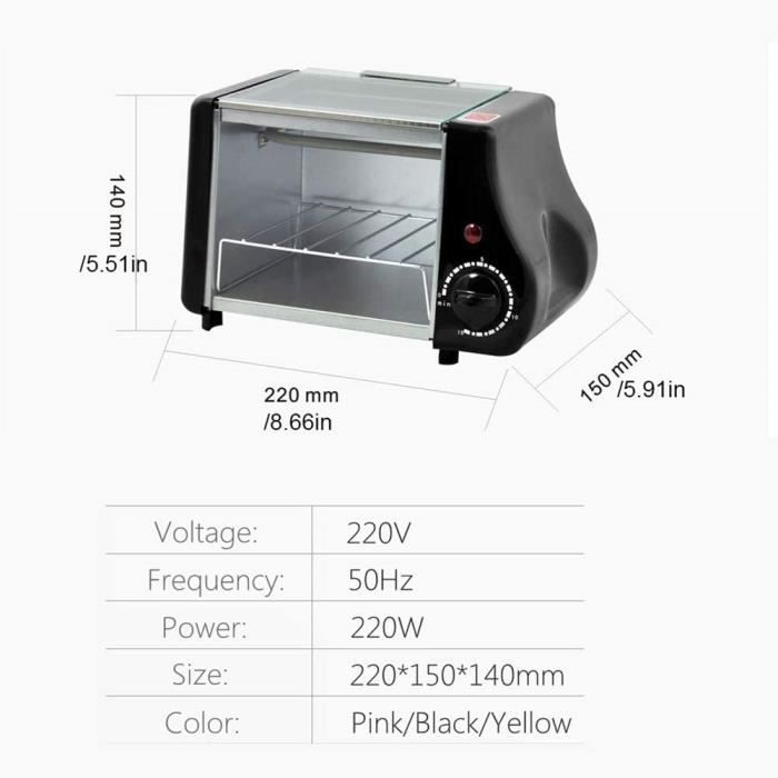 Mini four électrique avec double verre 1400 W 21L- chaleur tournante - Noir  - Mini four / Four posable - Achat & prix