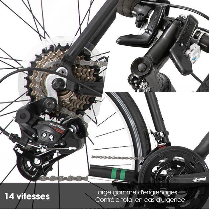 Vélo De Course Hiland 28″ 14 Vitesses – Cadre Alu 700c, Ville, Homme/Femme – Léger Et Fiable