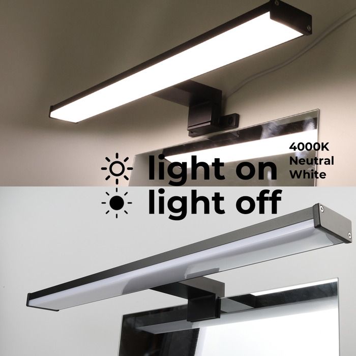 Applique Murale LED Salle De Bain IP44 - 50 Cm, 10W, Blanc Neutre, Aluminium Et Polycarbonate